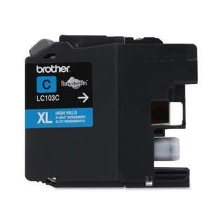 Brother LC103C original ink cartridge, high capacity yield, cyan, 600 pages