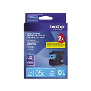 Brother LC105C original ink cartridge, super high capacity yield, cyan, 1200 pages