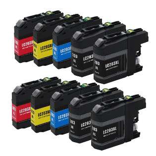 Compatible Brother LC203 ink cartridges, high capacity yield, 10 pack