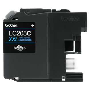 Brother LC205C original ink cartridge, super high capacity yield, cyan, 1200 pages