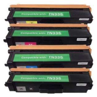 Compatible Brother TN336BK, TN336C, TN336M, TN336Y toner cartridges (pack of 4)